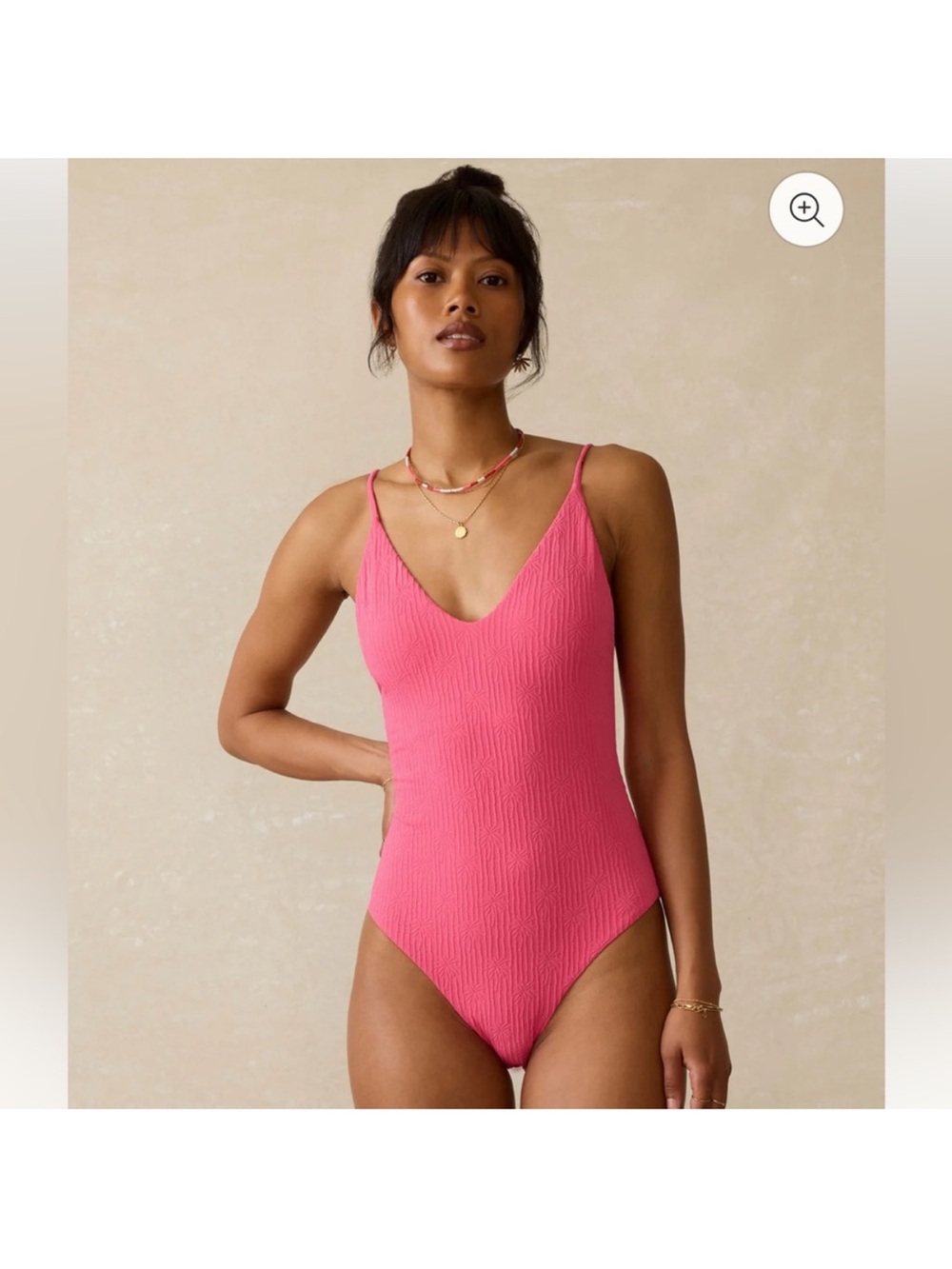 Faherty Pink Textured One-Piece Swimsuit